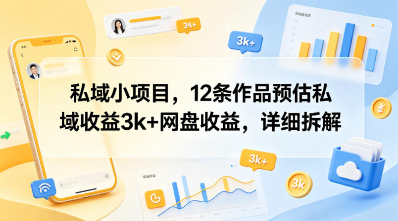 私域小项目，12条作品预估私域收益3k+网盘收益，详细拆解-洛柒笔记