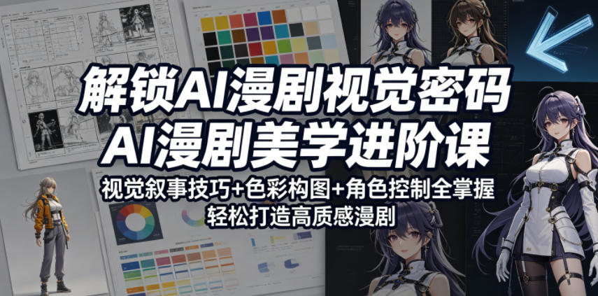 解锁AI漫剧视觉密码，AI漫剧美学进阶课，视觉叙事技巧+色彩构图+角色控制全掌握，轻松打造高质感漫剧-洛柒笔记