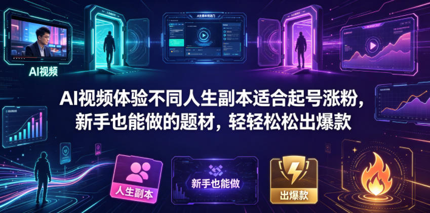 AI视频体验不同人生副本适合起号涨粉，新手也能做的题材，轻轻松松出爆款-洛柒笔记