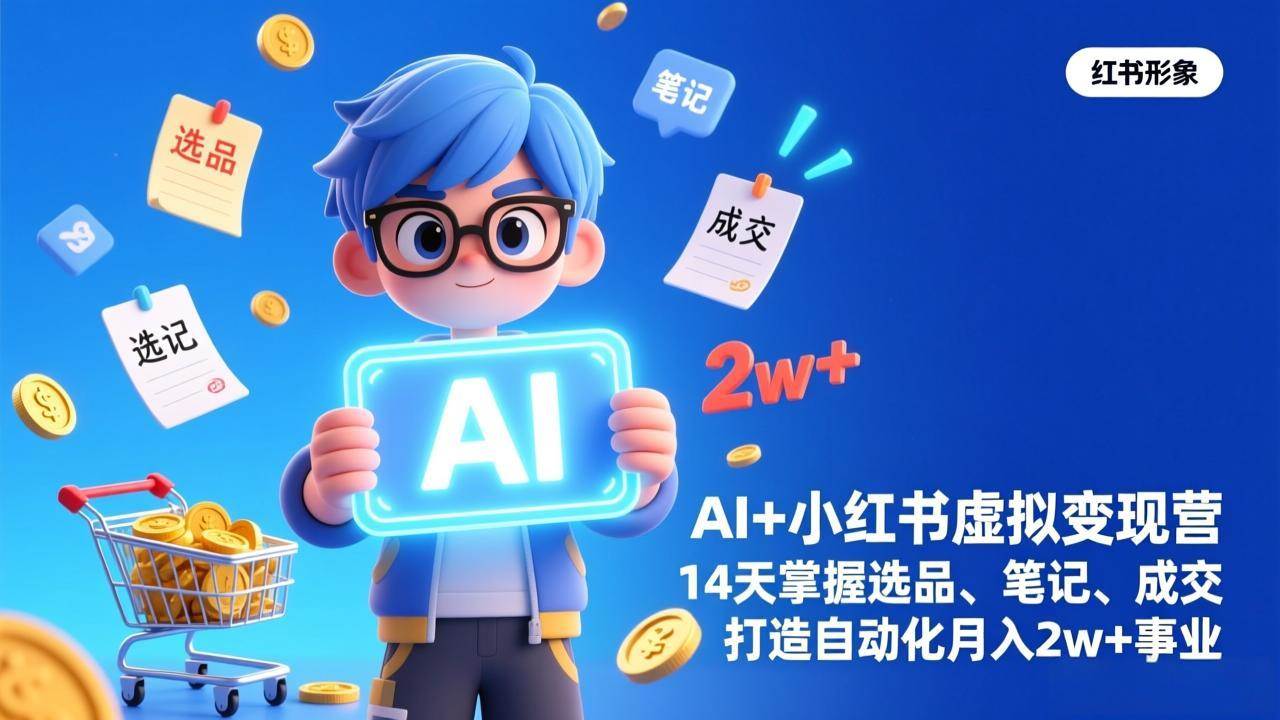 （17332期）AI+小红书虚拟变现营（完结），14天掌握选品、笔记、成交，打造自动化月入2w+事业-洛柒笔记