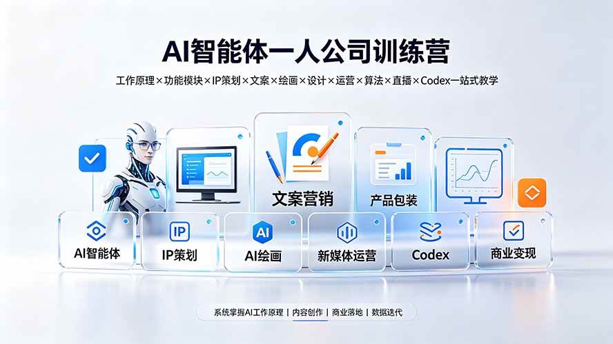 （19502期）AI智能体一人公司训练营：工作原理×功能模块×IP策划×文案×绘画×设计×运营×算法×直播×Codex一站式教学-洛柒笔记