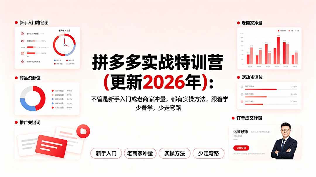 （19291期）拼多多实战特训营(更新2026年)：不管是新手入门或老商家冲量，都有实操方法，跟着学，少走弯路-洛柒笔记