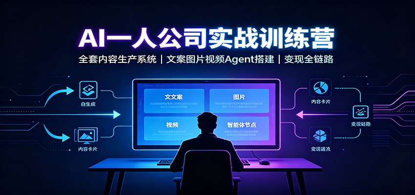 AI创作一人公司实战训练营：全套内容生产系统，文案图片视频Agent搭建变现全链路-洛柒笔记