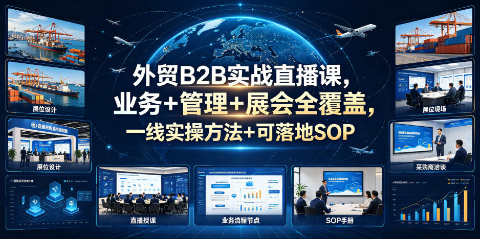 外贸B2B实战直播课，业务+管理+展会全覆盖，一线实操方法+可落地SOP-洛柒笔记