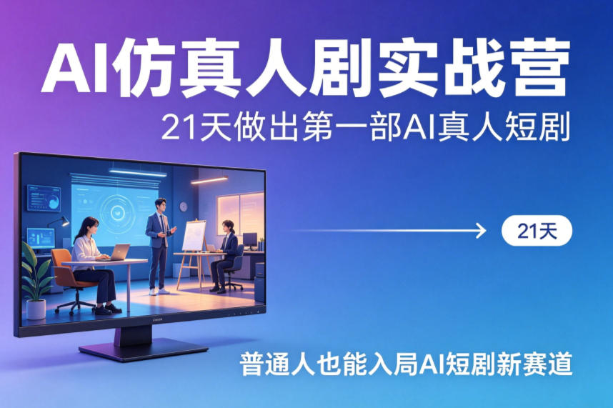 AI仿真人剧实战营，21天做出第一部AI真人短剧，普通人也能入局AI短剧新赛道-洛柒笔记