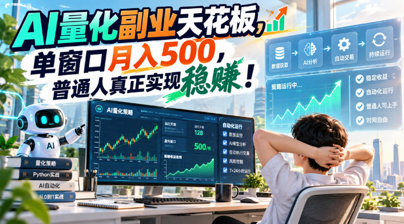 AI量化副业天花板，单窗口月入500，普通人真正实现稳賺！【揭秘】-洛柒笔记