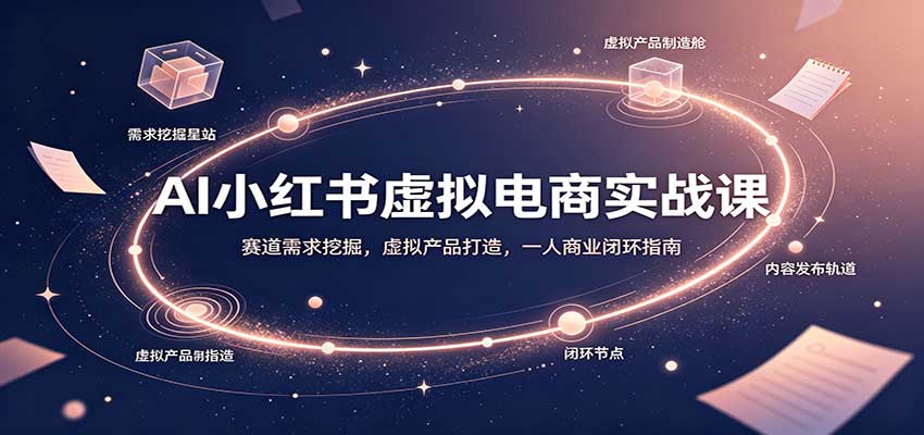 AI小红书虚拟电商实战课：赛道需求挖掘，虚拟产品打造，一人商业闭环指南-洛柒笔记