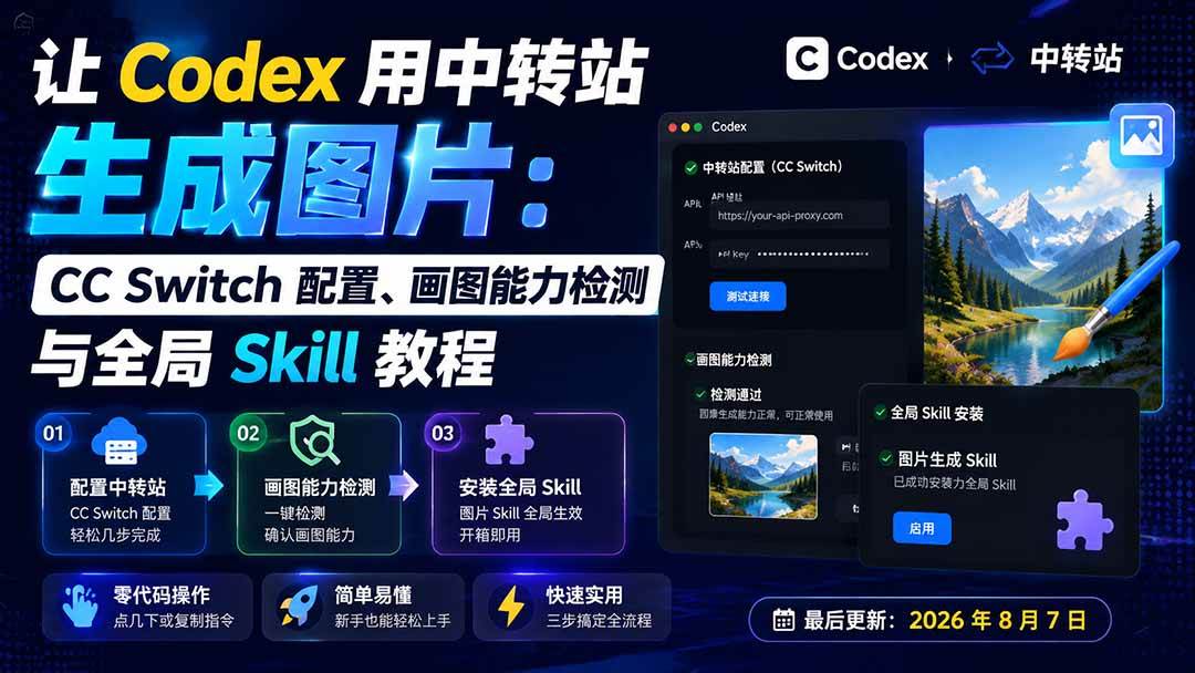 （19777期）让 Codex 用中转站生成图片：CC Switch 配置、画图能力检测与全局 Skill 教程-洛柒笔记