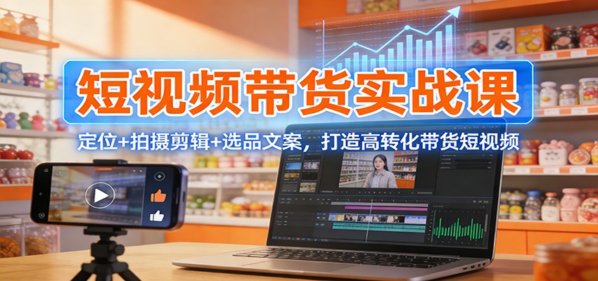 短视频带货实战课：定位+拍摄剪辑+选品文案，打造高转化带货短视频-洛柒笔记