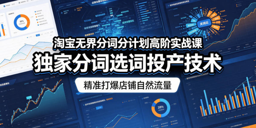 淘宝无界分词分计划高阶实战课，独家分词选词投产技术，精准打爆店铺自然流量-洛柒笔记