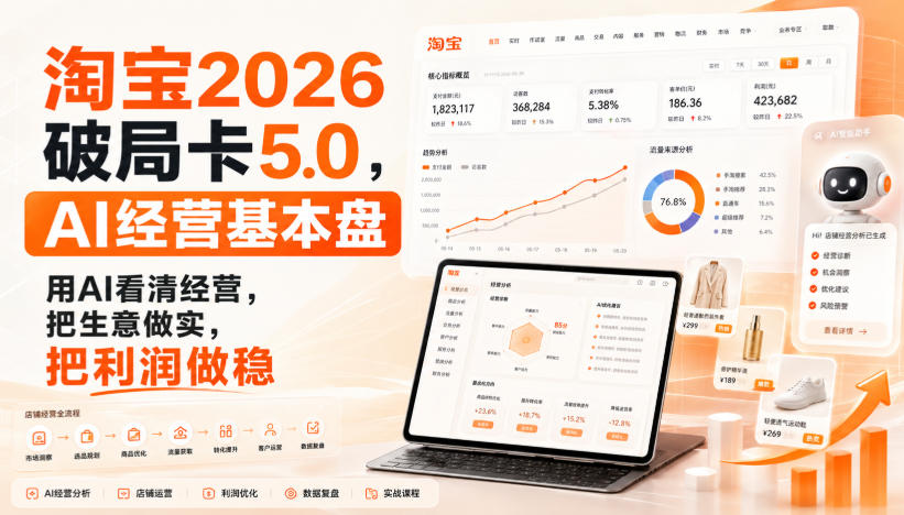 智篆商业-淘宝2026破局卡5.0，AI经营基本盘，用AI看清经营，把生意做实，把利润做稳-洛柒笔记