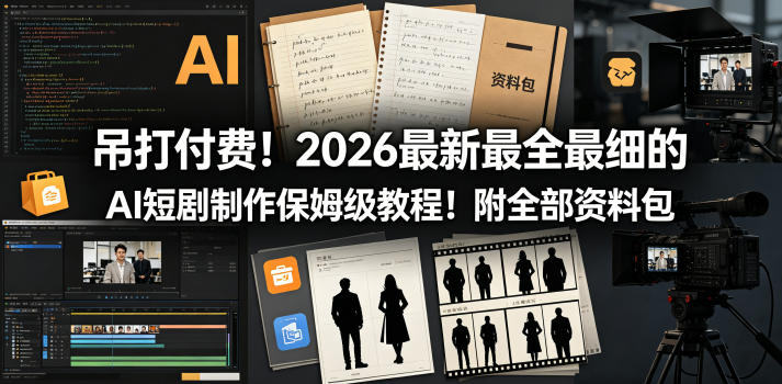 吊打付费！2026最新最全最细的AI短剧制作保姆级教程！附全部资料包-洛柒笔记