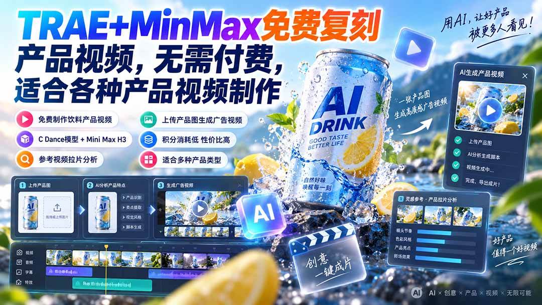 （20362期）TRAE+MinMax免费复刻产品视频，无需付费，适合各种产品视频制作-洛柒笔记