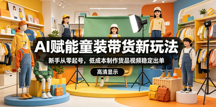AI赋能童装带货新玩法，新手从零起号，低成本制作货品视频稳定出单-洛柒笔记