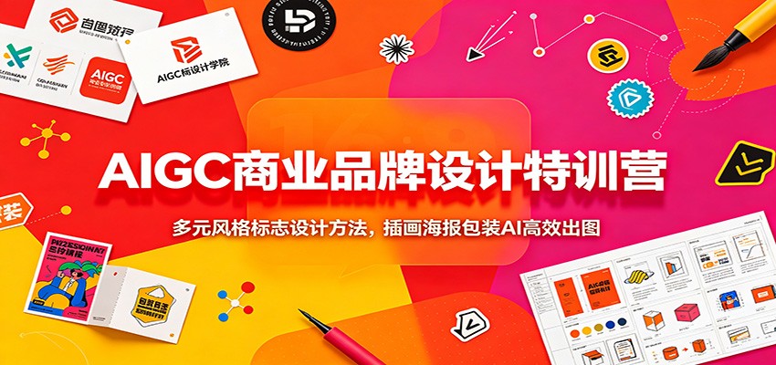 AIGC商业品牌设计特训营：多元风格标志设计方法，插画海报包装AI高效出图-洛柒笔记