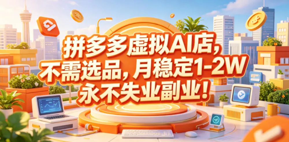 拼多多虚拟AI店，不需选品，月稳定1-2W，永不失业副业！-洛柒笔记