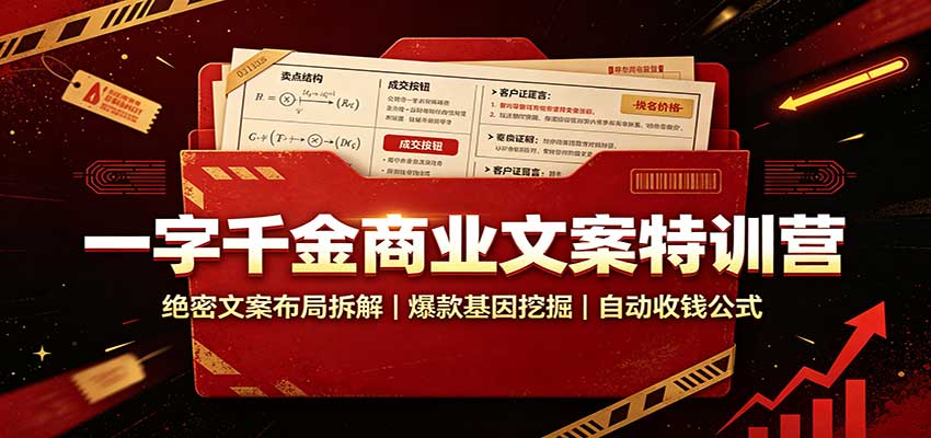 一字千金商业文案特训营：绝密文案布局拆解，爆款基因挖掘，自动收钱公式-洛柒笔记