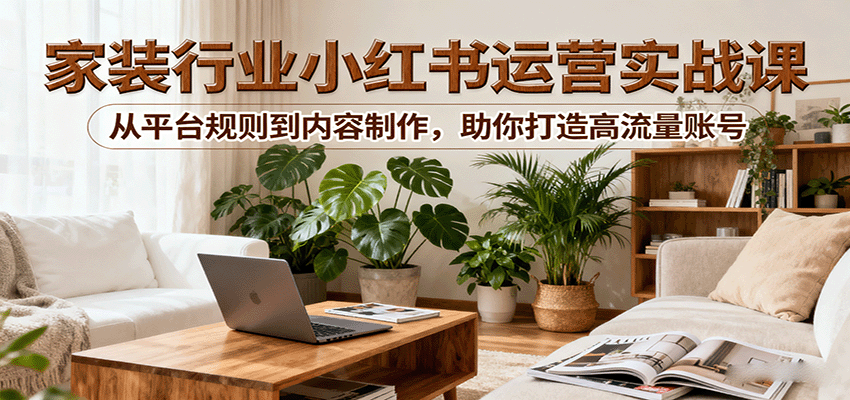 小红书家装行业运营实战课：从平台规则到内容制作，助你打造高流量账号-洛柒笔记