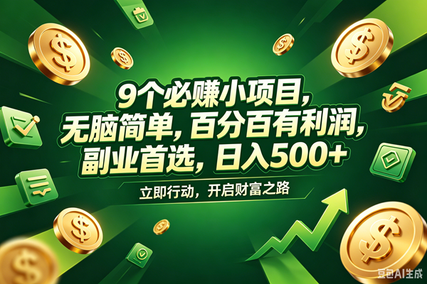 （18562期）9个必赚钱的小项目，百分百赚米，无脑简单，副业首选，日入398+-洛柒笔记