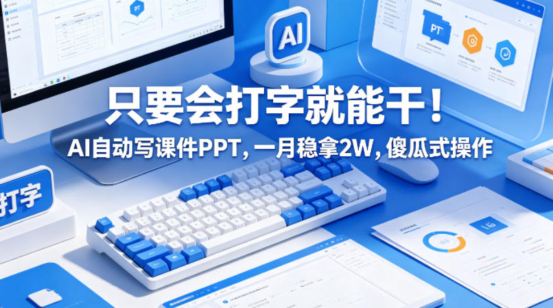 只要会打字就能干！AI自动写课件PPT，一月稳拿2W，傻瓜式操作！-洛柒笔记