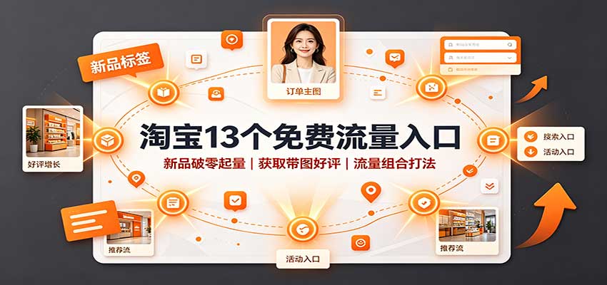 淘宝13个免费流量入口：新品破零起量，获取带图好评，流量组合打法-洛柒笔记