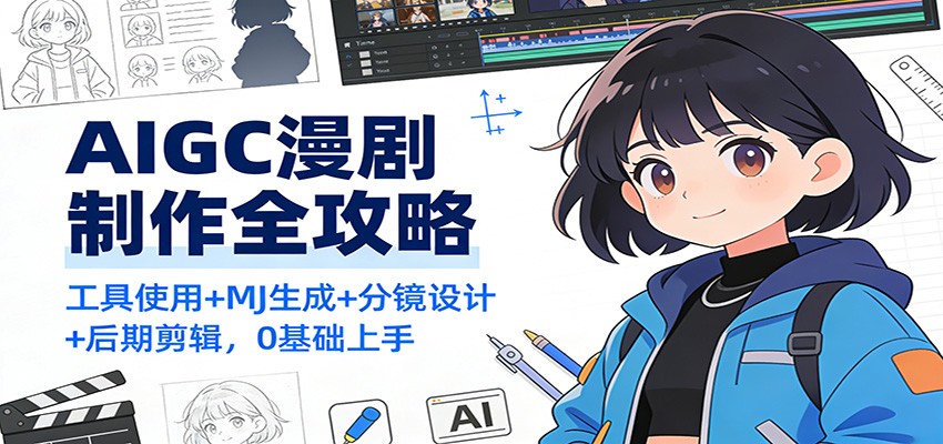 AIGC漫剧制作全攻略：工具使用+MJ生成+分镜设计+后期剪辑，0基础上手-洛柒笔记