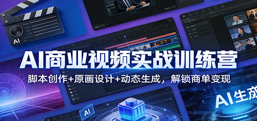 AI商业视频实战训练营：脚本创作+原画设计+动态生成，解锁商单变现-洛柒笔记