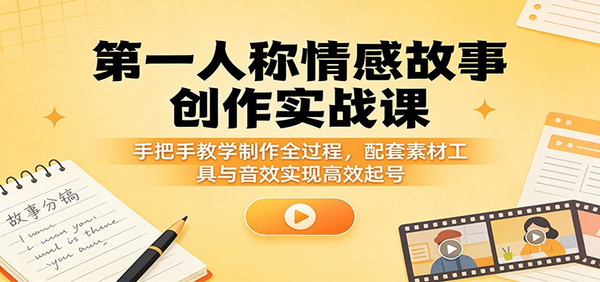 第一人称情感故事创作实战课：手把手教学制作全过程，配套素材工具与音效实现高效起号-洛柒笔记