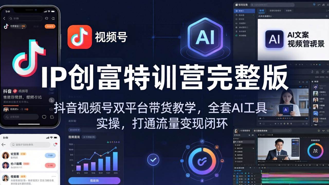 （18114期） IP创富特训营完整版：抖音视频号双平台带货教学，全套AI工具实操，打通流量变现闭环-洛柒笔记