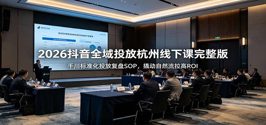 2026抖音全域投放杭州线下课完整版：千川标准化投放复盘SOP，撬动自然流拉高ROI-洛柒笔记