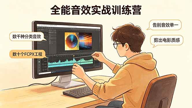 （18287期）全能音效实战训练营：数千种分类音效+数十个FCPX工程，告别音效单一，剪出电影质感-洛柒笔记