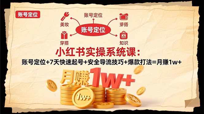 （16554期）小红书实操系统课：账号定位+7天快速起号+安全导流技巧+爆款打法=月赚1w+-洛柒笔记