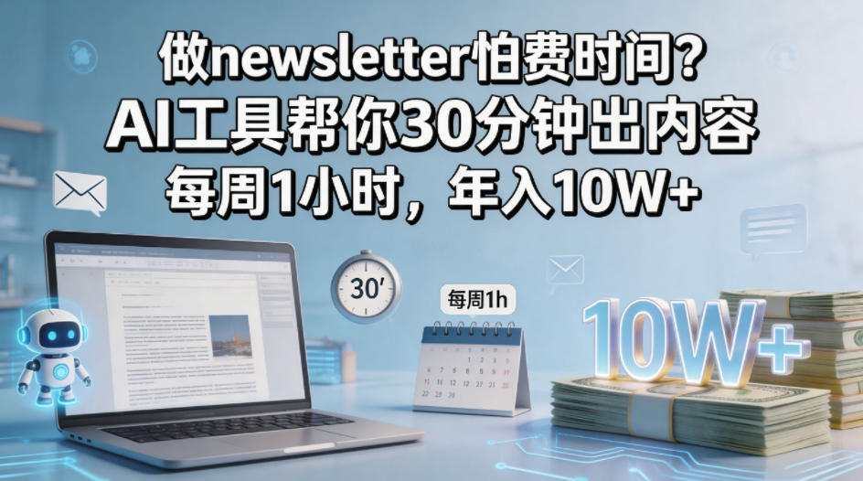 做newsletter怕费时间？AI工具帮你30分钟出内容，每周1小时，年入10W+！【原创双语字幕】-洛柒笔记