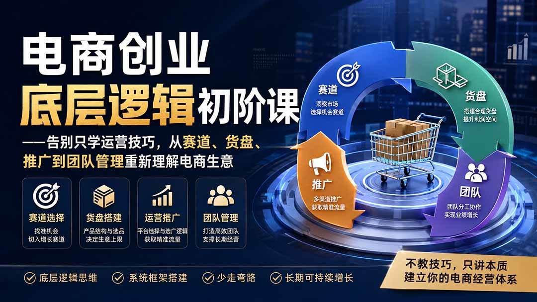 （19926期）电商创业底层逻辑初阶课——告别只学运营技巧，从赛道、货盘、推广到团队管理重新理解电商生意-洛柒笔记