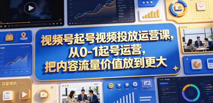 视频号起号视频投放运营课，从0-1起号运营，把内容流量价值放到更大-洛柒笔记