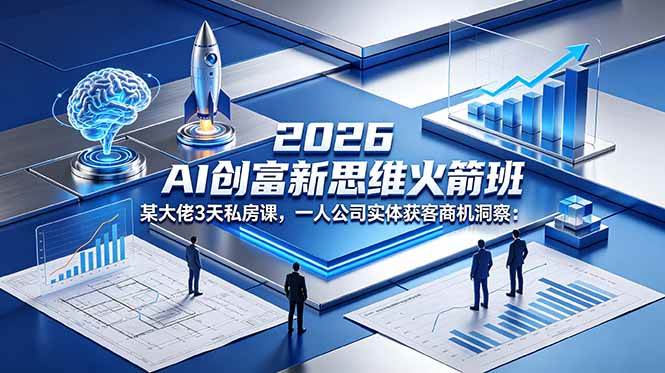 （18559期）2026 AI 创富新思维火箭班：某大佬3天私房课，一人公司实体获客商机洞察-洛柒笔记