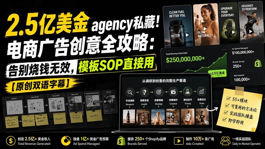 （20170期）2.5亿美金agency私藏！电商广告创意全攻略：告别烧钱无效，模板SOP直接用【原创双语字幕】-洛柒笔记