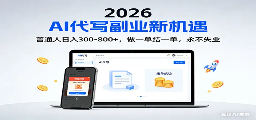2026 副业首选！AI 代写日入 300-800，普通人0门槛，做一单结一单！-洛柒笔记