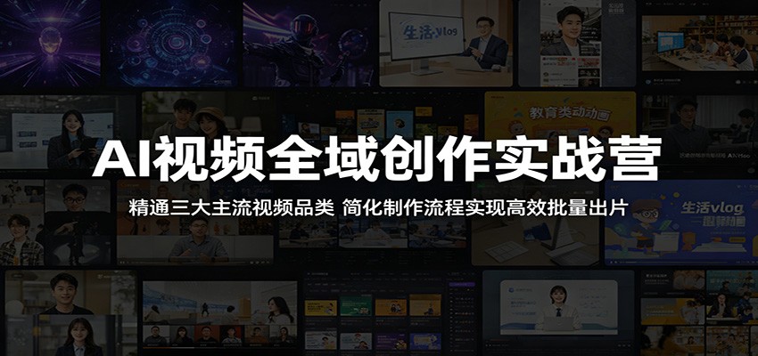 AI视频全域创作实战营：精通三大主流视频品类，简化制作流程实现高效批量出片-洛柒笔记