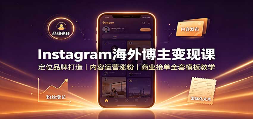 Instagram海外博主变现课：定位品牌打造，内容运营涨粉，商业接单全套模板教学-洛柒笔记