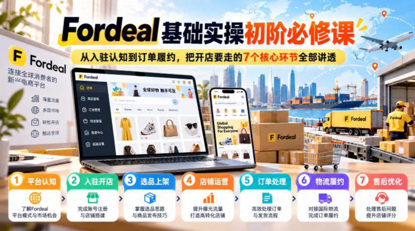 Fordeal基础实操初阶必修课，从入驻认知到订单履约，把开店要走的7个核心环节全部讲透-洛柒笔记
