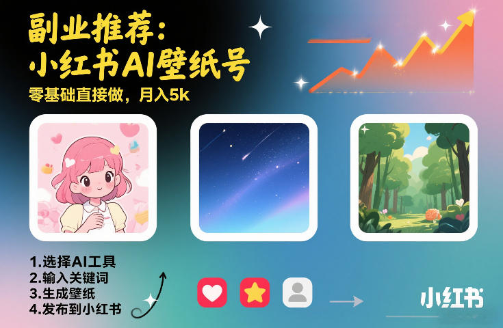 副业推荐：小红书AI壁纸号，零基础直接做，月入5k-洛柒笔记