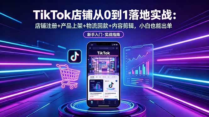（18862期）TikTok店铺从0到1落地实战：店铺注册+产品上架+物流回款+内容剪辑，小白也能出单-洛柒笔记