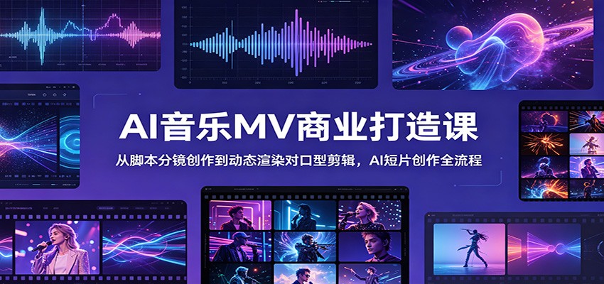 AI音乐MV商业打造课：从脚本分镜创作到动态渲染对口型剪辑，AI短片创作全流程-洛柒笔记