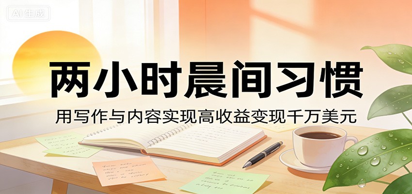 付费文章：两小时晨间习惯，用写作与内容实现高收益变现千万美元-洛柒笔记