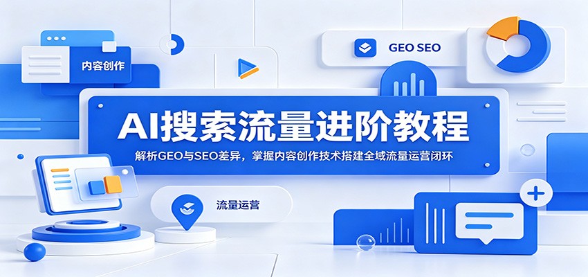 AI搜索流量进阶教程：解析GEO与SEO差异，掌握内容创作技术搭建全域流量运营闭环-洛柒笔记