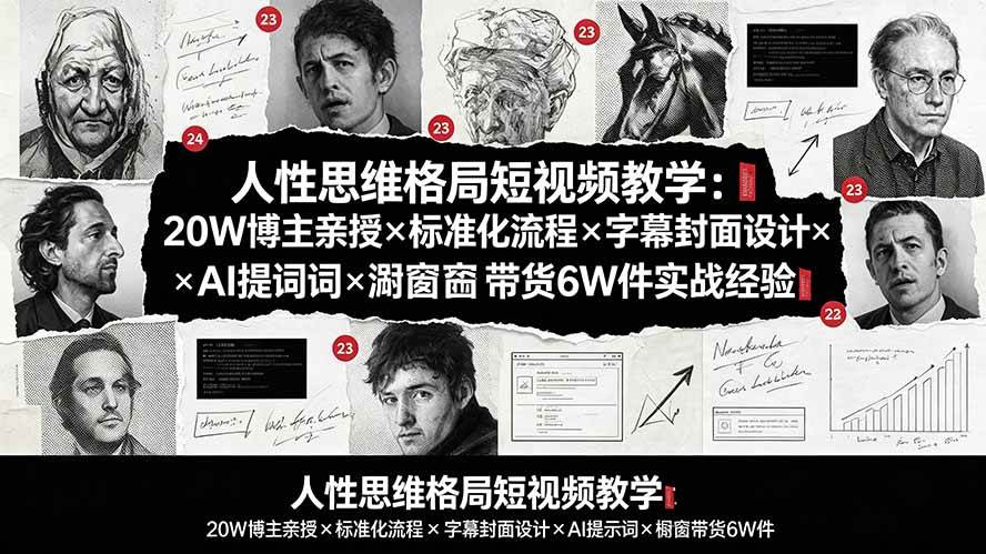 （19538期）人性思维格局短视频教学：20W博主亲授×标准化流程×字幕封面设计×AI提示词×橱窗带货6W件实战经验