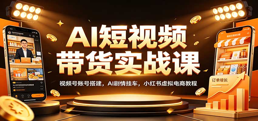 AI短视频带货实战课：视频号账号搭建，AI剧情挂车，小红书虚拟电商教程-洛柒笔记