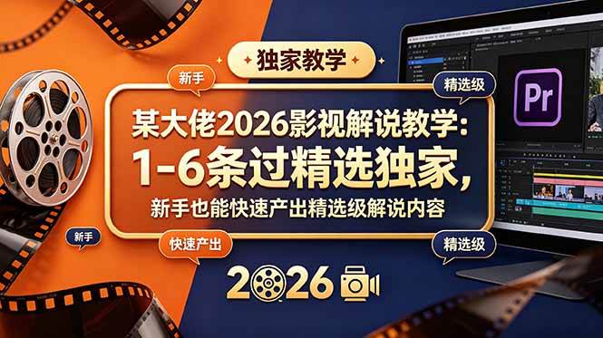 （18946期）某大佬2026影视解说教学：1-6条过精选独家，新手也能快速产出精选级解说内容-洛柒笔记
