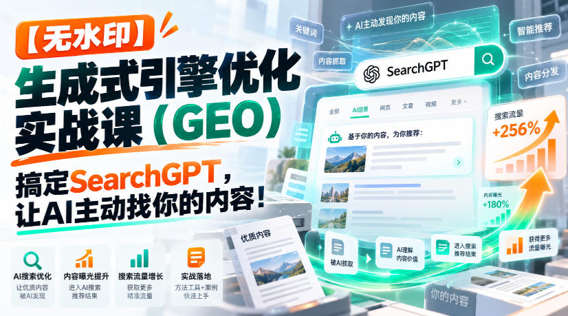 【无水印】生成式引擎优化（GEO）实战课：搞定SearchGPT，让AI主动找你的内容！【原创双语字幕】-洛柒笔记